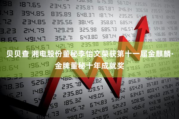 贝贝查 湘电股份董秘李怡文荣获第十一届金麒麟·金牌董秘十年成就奖